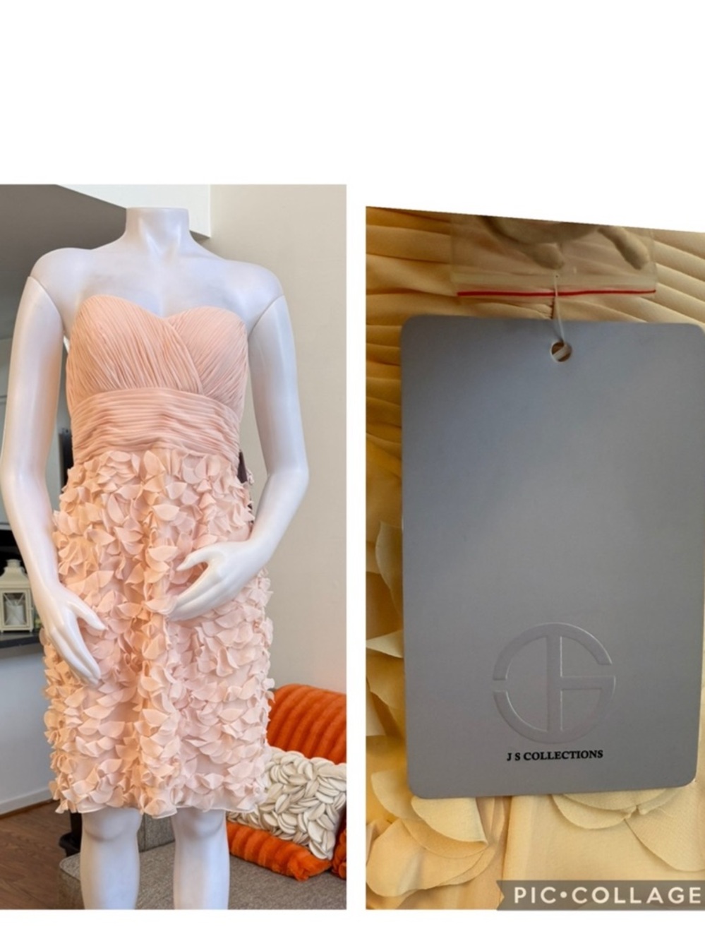 ❣️🆕JS Collections Strapless Chiffon Petal Bottom Pale Pink Cocktail Dress❣️